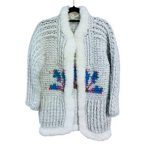 Vintage Andriano 1970's Chunky Knit Cardigan Oversized Bohemian Hippie Sweater
